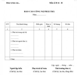 Báo cáo quản lý công nợ