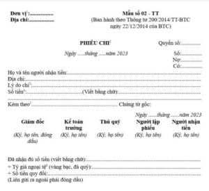 Mẫu phiếu chi kế toán theo Thông Tư 200