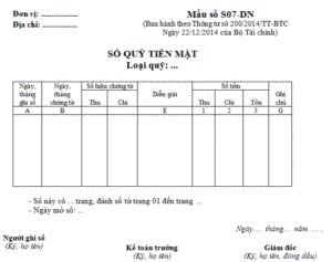 Sổ quỹ tiền mặt (S07-DN)