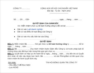 Mẫu quyết định bãi nhiệm kế toán trưởng 1