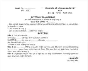 Mẫu quyết định bãi nhiệm kế toán trưởng 2